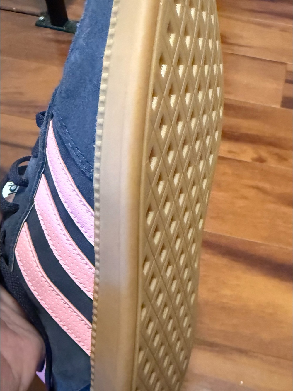 adidas Women's Navy and Pink Lace-Up Cloudfoam Sneaker - Picture 3 of 3